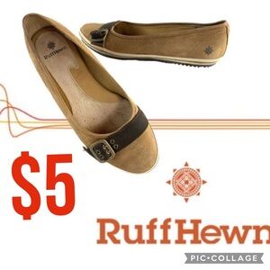 $5 item/RUFF HEWN tan leather ballet/slip on